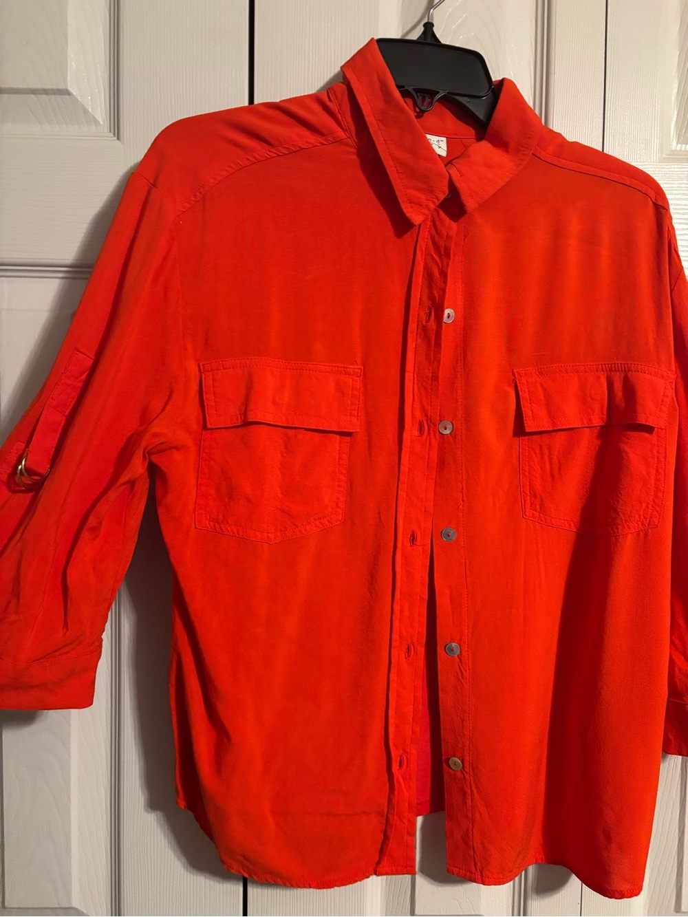 Bright Red-Orange Button-Up Shirt a new day size medium woman’s